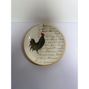 Williams-Sonoma Rooster Script Salad Plate 8.5-9 Inch Made in Italy